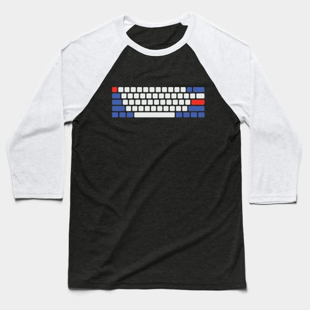 Mechanical Keyboard Blue White Blue Baseball T-Shirt by stuffbyjlim
